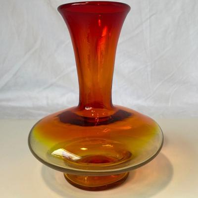 Mid-Century Modern Blenko Amberina Glass Vase