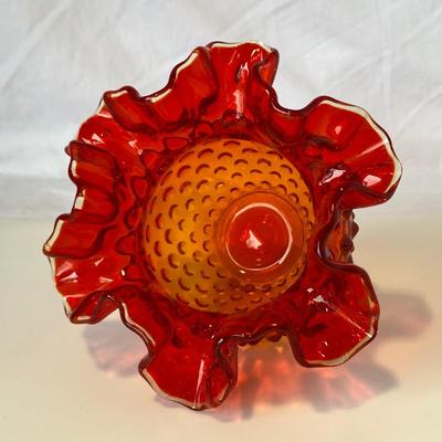 Vintage Fenton Amberina Hobnail Rose Bowl/Vase