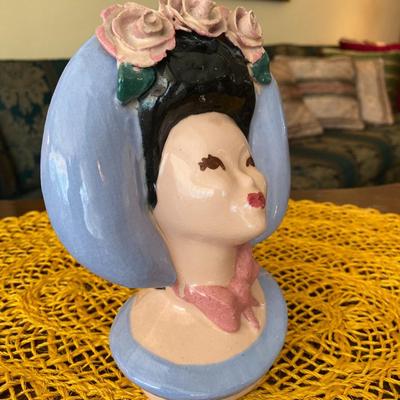 Vintage Porcelain Figurine Lady Head and Vase