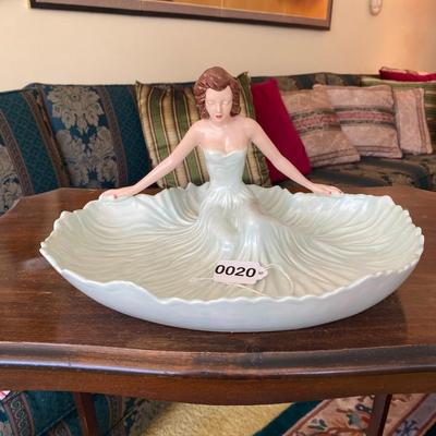 Stunning Ceramic Art Nouveau Lady w Flowing Dress