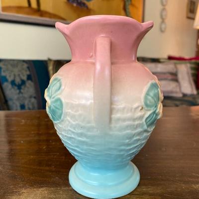 Hull Art Potter Pink Vase with Floral Pattern