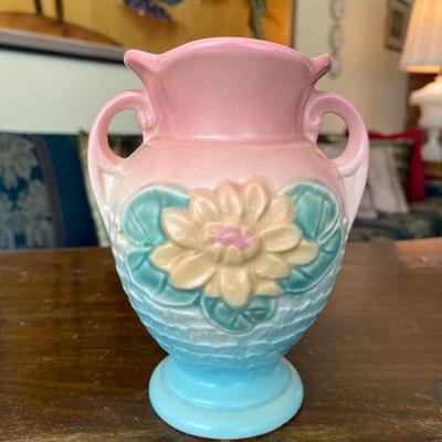 Hull Art Potter Pink Vase with Floral Pattern