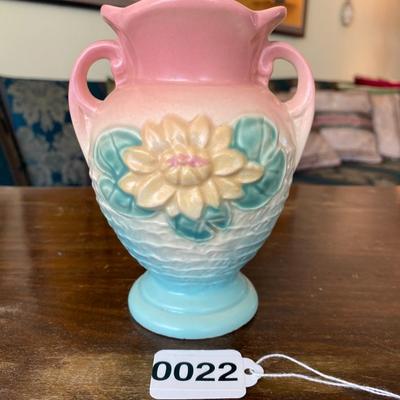 Hull Art Potter Pink Vase with Floral Pattern