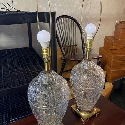 Pair HEAVY Lead Crystal Lamps