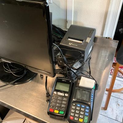 604 Lot of Commercial POS Squirrel System with Printers and Credit Card Machines