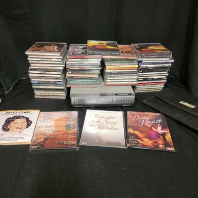 Assortment of CDs and a Magnavox CD/DVD Player (BS-DW)