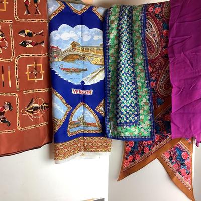 Lot 991 Lot of Unique Oxen Wool Hand Crafted Scarf and Silk Scarves
