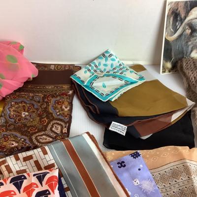 Lot 991 Lot of Unique Oxen Wool Hand Crafted Scarf and Silk Scarves