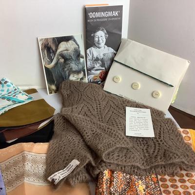 Lot 991 Lot of Unique Oxen Wool Hand Crafted Scarf and Silk Scarves