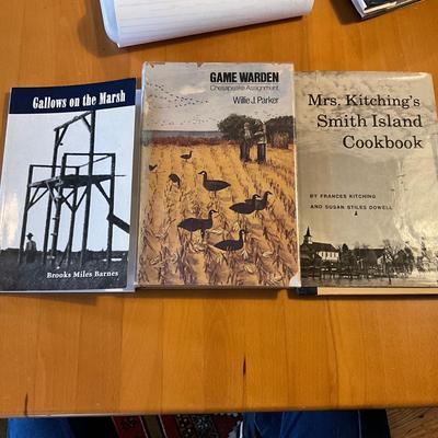 523 Signed Mrs. Kitchings Smith Island Cake, Game Warden Book , and Gallous on the Marsh