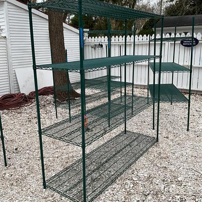 645 Epoxy Green Metal Shelving Unit 6' Wide 4 shelves