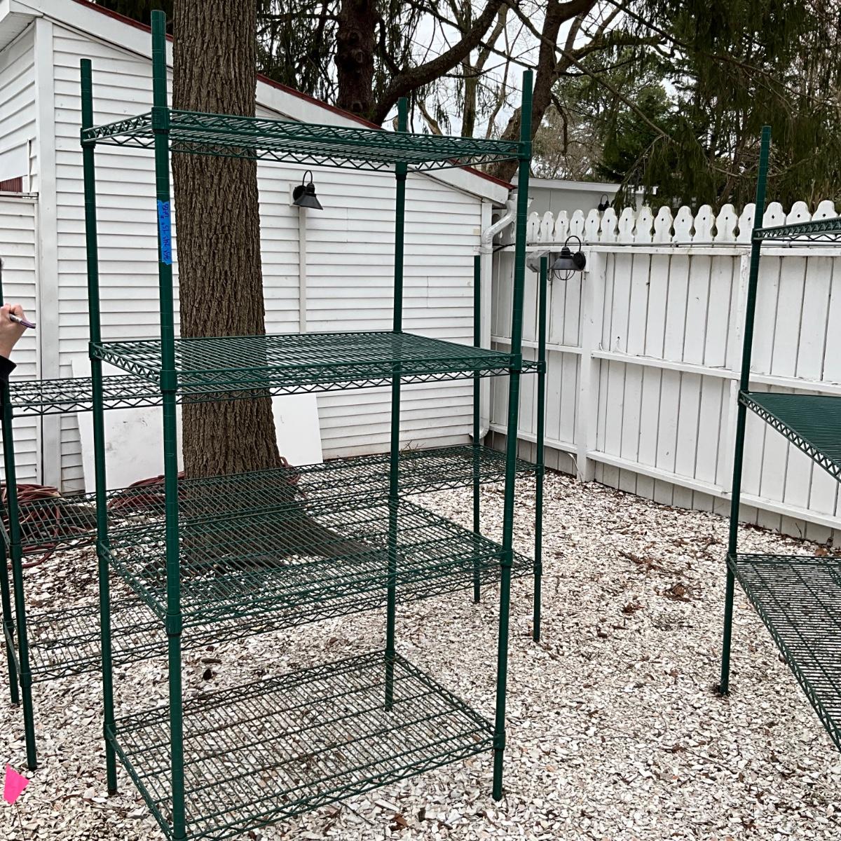 648 Epoxy Green Metal Shelving Unit 3' Wide with Four Shelves