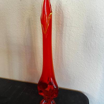 Viking Glass 3 toed Ruby Red Vase