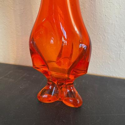 Viking Glass 3 toed Ruby Red Vase