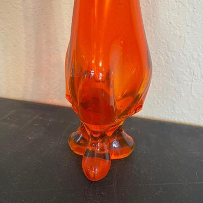 Viking Glass 3 toed Ruby Red Vase