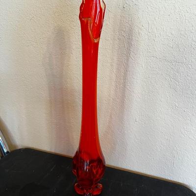 Viking Glass 3 Toed Ruby Red Vase