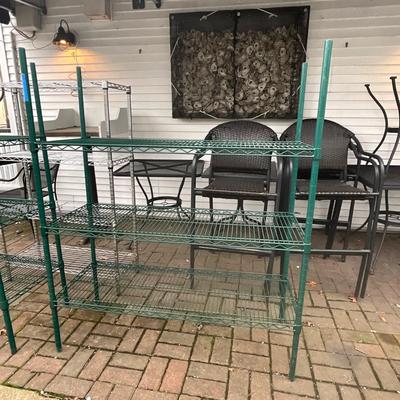 659 Epoxy Green Metal Shelving Unit 4' wide with Three Shelves