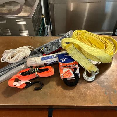 667 Tow Strap and Rope Lot with zip ties