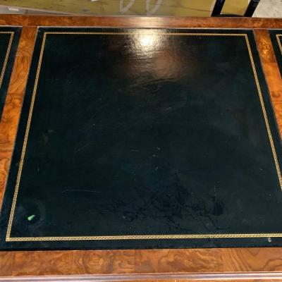 chippendale style solid wood desk w leather inlays and gold leaf details