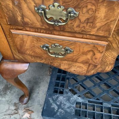 chippendale style solid wood desk w leather inlays and gold leaf details