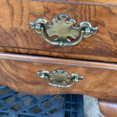 chippendale style solid wood desk w leather inlays and gold leaf details