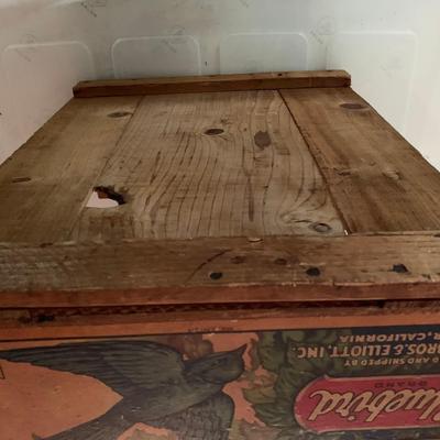 wooden fruit box with label