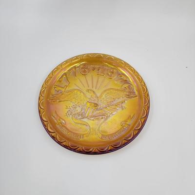 VINTAGE INDIANA CARNIVAL AMBER GLASS BICENTENNIAL 1776 - 1776 PLATE