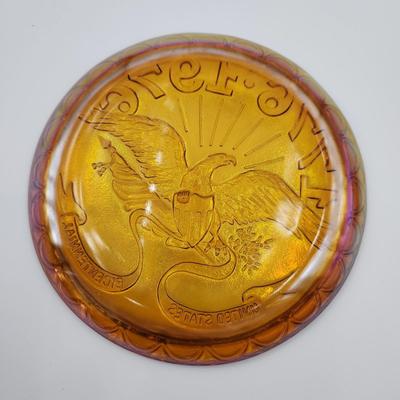 VINTAGE INDIANA CARNIVAL AMBER GLASS BICENTENNIAL 1776 - 1776 PLATE