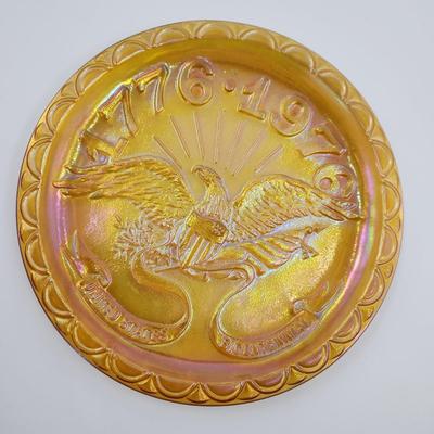 VINTAGE INDIANA CARNIVAL AMBER GLASS BICENTENNIAL 1776 - 1776 PLATE
