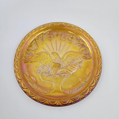 VINTAGE INDIANA CARNIVAL AMBER GLASS BICENTENNIAL 1776 - 1776 PLATE
