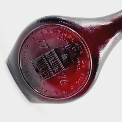 VINTAGE WHEATON RUBY RED BETSY ROSS THE GREAT AMERICAN SERIES GLASS DRCANTER