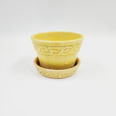 VINTAGE MCCOY YELLOW AZTEX STYLE BAND PLANTER