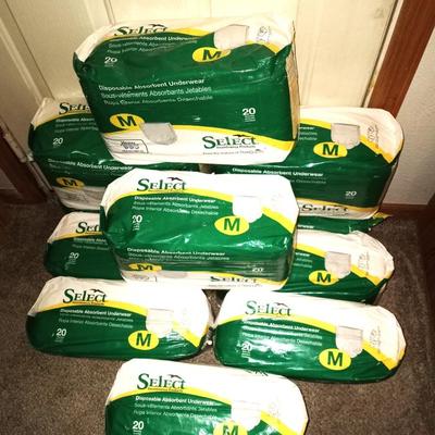 ELEVEN PACKAGES NEW SELECT DISPOSABLE ABSORBENT UNDERWEAR