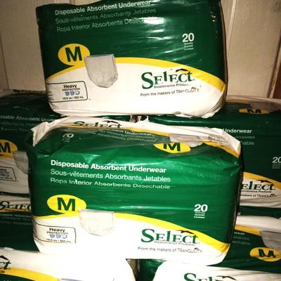 ELEVEN PACKAGES NEW SELECT DISPOSABLE ABSORBENT UNDERWEAR
