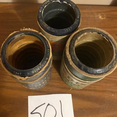 Vintage 3  Phonograph Record Cylinders