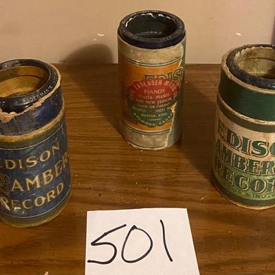Vintage 3  Phonograph Record Cylinders