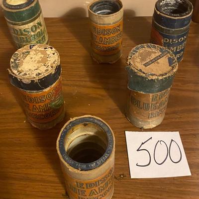 6 Vintage Phonograph Record Cylinders
