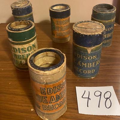6 Vintage Phonograph Record Cylinders