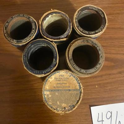 6 Vintage Phonograph Record Cylinders