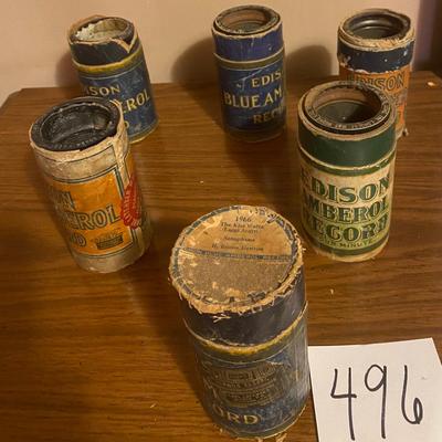 6 Vintage Phonograph Record Cylinders