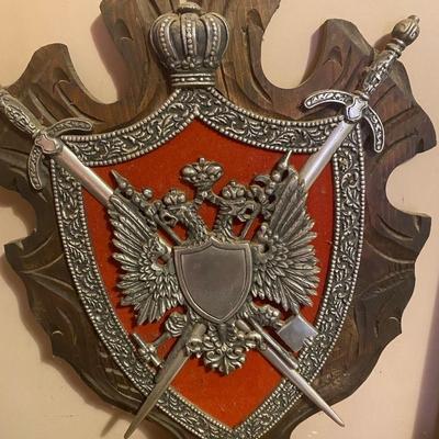 Vintage Wood Meta Midieval Knight Shield