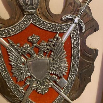 Vintage Wood Meta Midieval Knight Shield