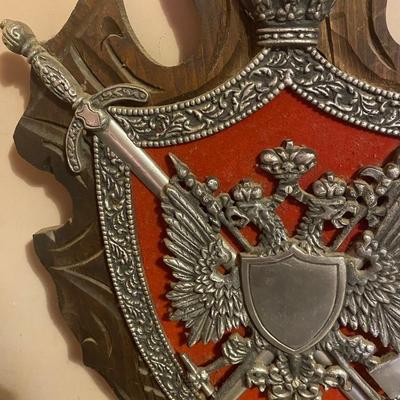 Vintage Wood Meta Midieval Knight Shield