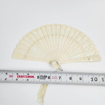 VINTAGE IVORY COLORED PLASTIC? FOLDING FAN