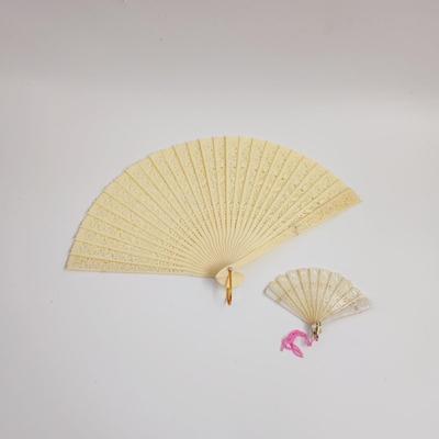 VINTAGE IVORY COLORED PLASTIC? FOLDING FAN