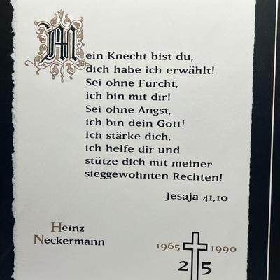 Retro Framed German Language Religious Prayer Hymn