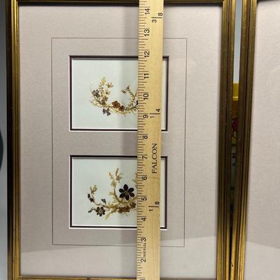 Pair of Retro Framed Real Flower Foliage Cottage Core