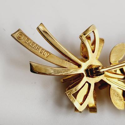 SARAH COVENTRY GOLD TONED FLORAL SPRAY BROOCH