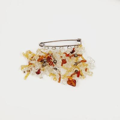 BEAUTIFUL SILVER PLATED NATURAL STONE ART PIN