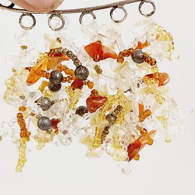 BEAUTIFUL SILVER PLATED NATURAL STONE ART PIN